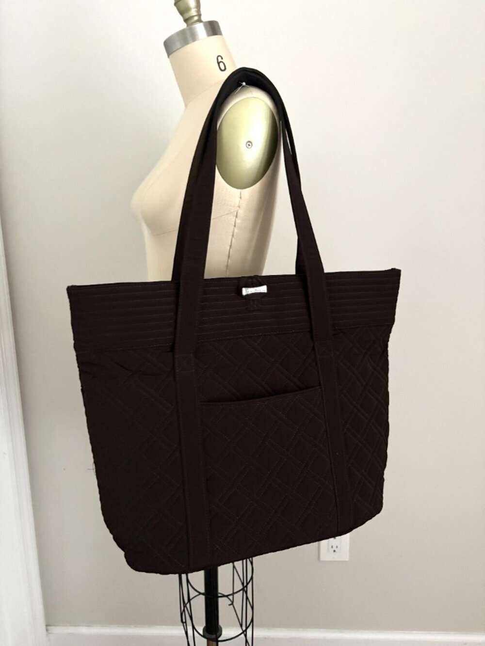 Vera Bradley Chocolate Brown Quilted Tote Bag Dark Academia Minimalist Earthcore